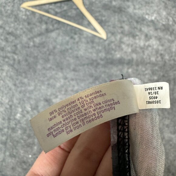 Cacique Nightgown Womens Plus 22 / 24 Black Pink Lace Babydoll Empire Lingerie - Picture 5 of 8